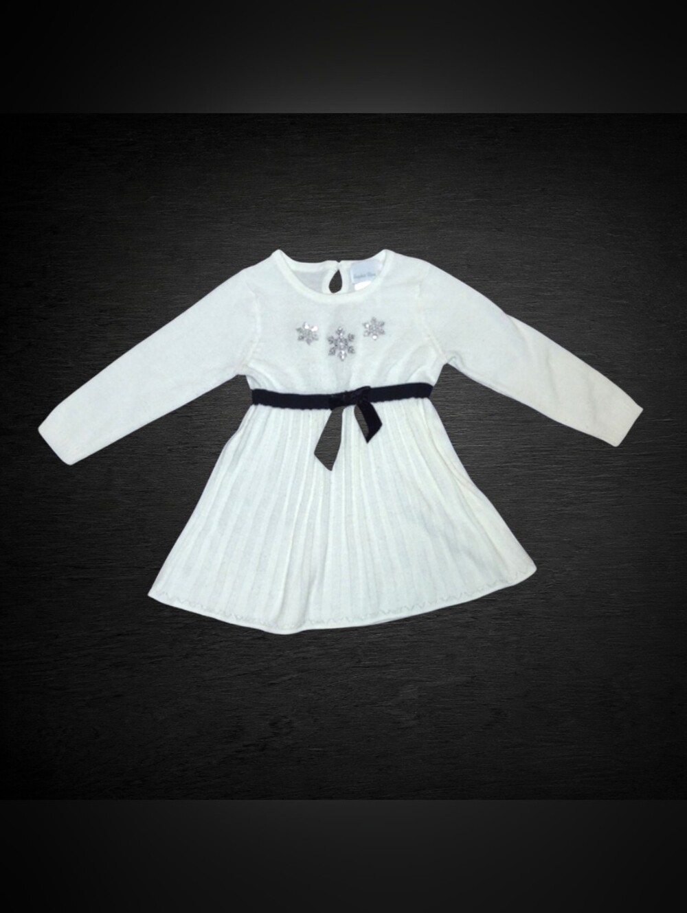 ⭐L) Sophie Rose White Knit Sweater Dress | Size 24 Months